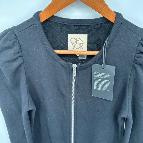 CHASER x EVEREVE NWT Puff Sleeve Zipper Front Jumpsuit in Black // XS - Picture 10 of 15